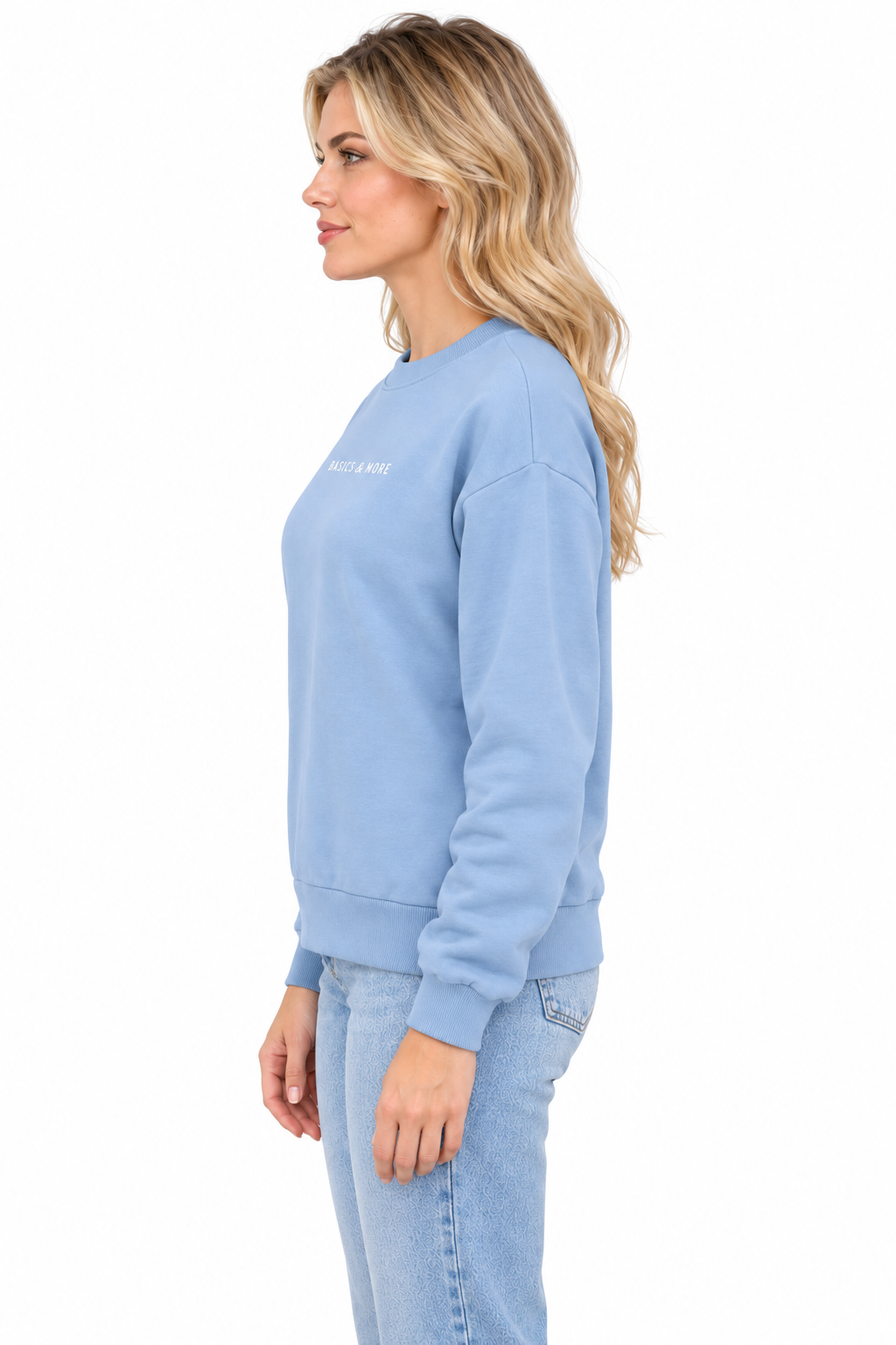 Kadın Sweatshirt Mavi, yandan görünüm