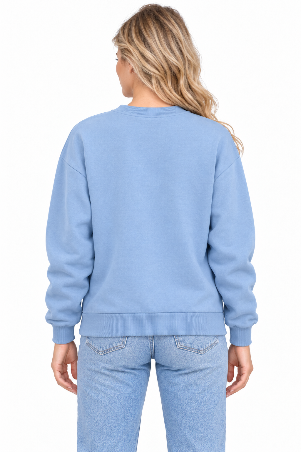 Kadın Sweatshirt Mavi, arkadan görünüm