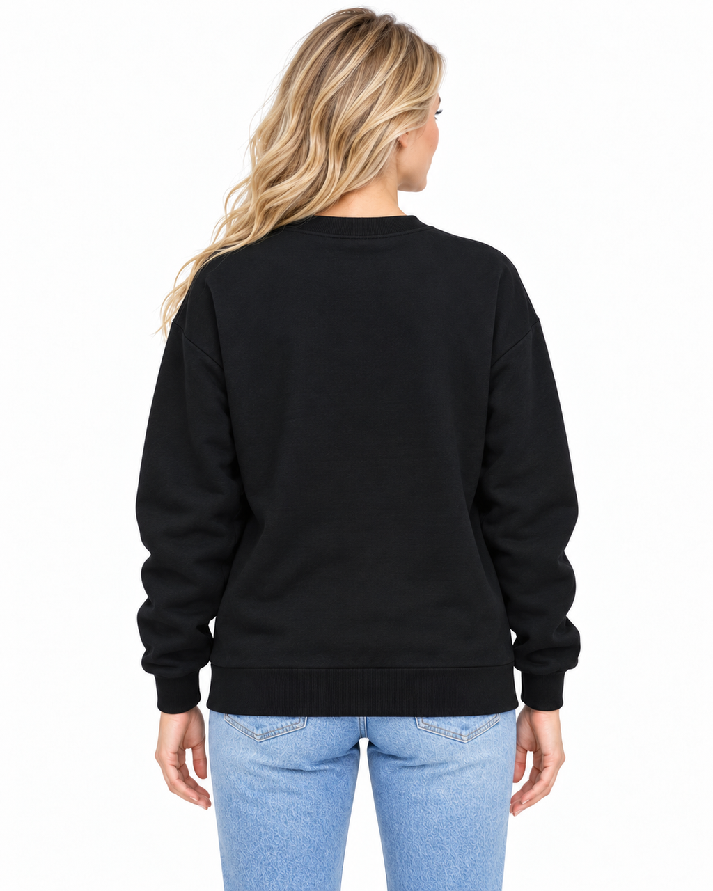 Kadın Sweatshirt Siyah, arkadan görünüm